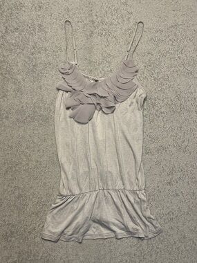 Kohl's Light Gray Ruffled Spaghetti Strap Camisole